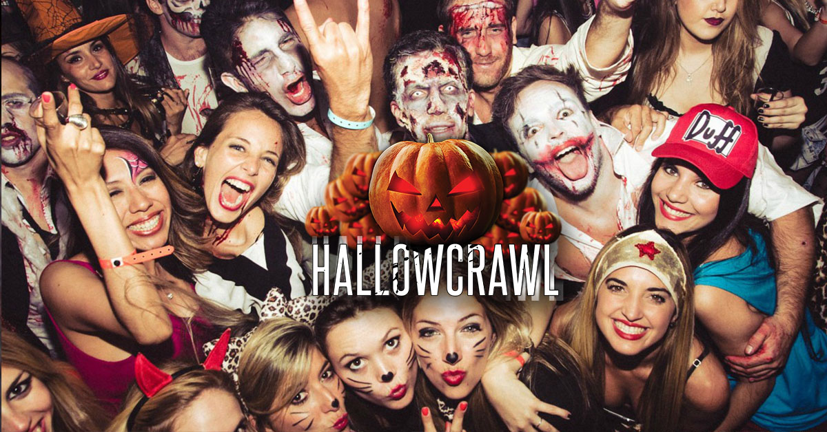 Crowd at HallowCrawl - Halloween Bar Crawl in Downtown Royal Oak, MI